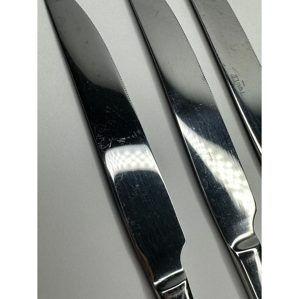 Towle Dinner Knives Solid Glossy Stainless Flatware Replacement Set of 3 Pc